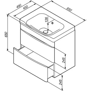 Тумба с раковиной Am.Pm Like 65 два ящика, белый глянец (M80FHX0652WG, M80WCC0652WG)