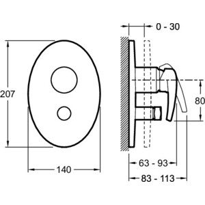 Смеситель для ванны Jacob Delafon Panache с механизмом, хром глянцевый (E98716-CP, 98699D-NF)
