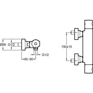 Термостат для душа Jacob Delafon Singulier хром (E10872-CP)