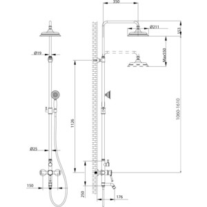 Душевая система Lemark Peretto со смесителем, черный кофе (LM6362RB)
