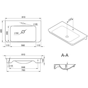 Раковина мебельная Am.Pm Sensation 80х48 (M30WPC0801WG)