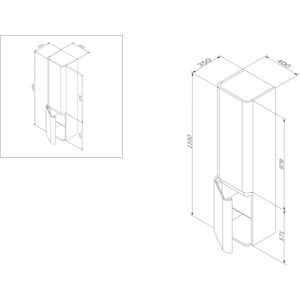 Пенал Am.Pm Sensation 40 левый, табачный дуб (M30CHL0406TF)