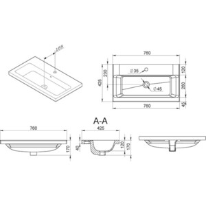 Раковина мебельная Am.Pm Gem 75х42 (M90WCC0752WG)