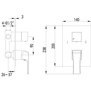 Смеситель для ванны Lemark Unit на 2 положения (LM4527C)