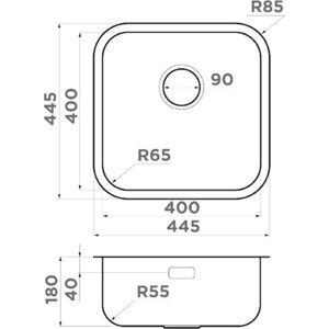 Кухонная мойка Omoikiri Omi 44-U/IF IN Quadro нержавеющая сталь (4993494)