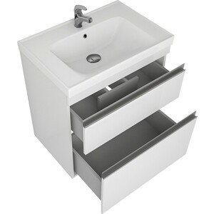 Тумба с раковиной Dreja Grace Plus 70 с ящиками, белый глянец (99.0905, 641600)