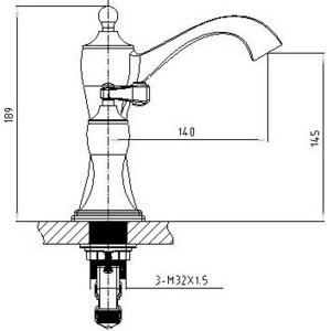 Смеситель для раковины Timo Unari на 3 отверстия, черный антик (7511/04F)