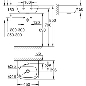 Раковина Grohe Euro Ceramic 45х39 (39324000)