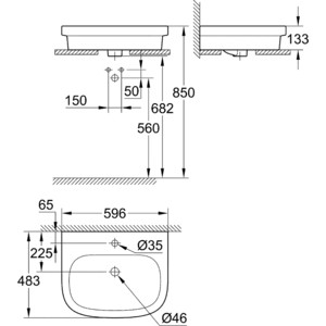 Раковина накладная Grohe Euro Ceramic 60х48 (39337000)