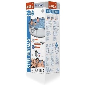 Каркасный бассейн Bestway 56408 BW Steel Pro Max 305х76см, 4678л, фил.-насос 1249л/ч