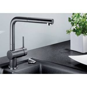 Смеситель для кухни Blanco Linus-S Silgranit выдвижной излив, антрацит (516688)
