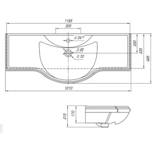 Раковина мебельная KIROVIT Классик 120 (4640021060957)