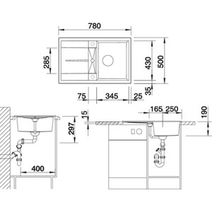 Кухонная мойка Blanco Metra 45 S антрацит (513035)