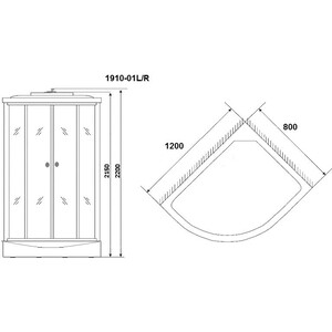Душевая кабина Niagara NG-1910-01R 120х80х220 правая