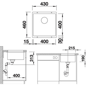 Кухонная мойка Blanco SubLine 400-U серый беж (523429)
