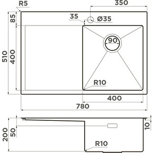 Кухонная мойка Omoikiri Akisame 78 LG-R светлое золото (4973086)