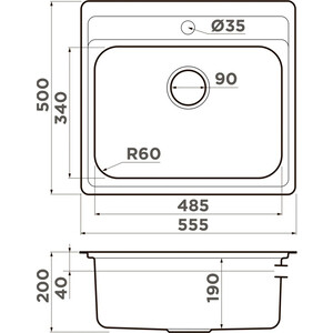 Кухонная мойка Omoikiri Ashi 56 IN нержавеющая сталь (4993449)