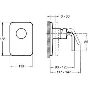 Смеситель для душа Jacob Delafon Purist с механизмом, хром глянцевый (E98709-CP, 98699D-NF)