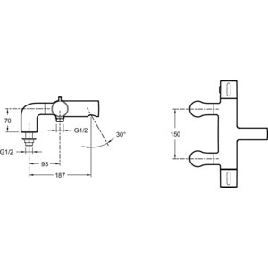 Смеситель на борт ванны Jacob Delafon Cuff с термостатом, хром (E78521-CP)