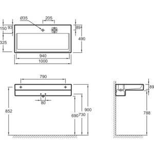 Раковина мебельная Jacob Delafon Terrace 100x49 с LED подсветкой (EXC9112-00)