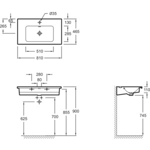 Раковина Jacob Delafon Vox 81x46 (EXAE112-00)