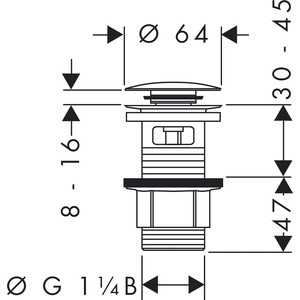 Донный клапан Hansgrohe хром (50105000)