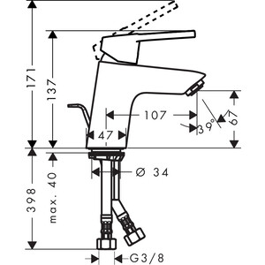 Смеситель для раковины Hansgrohe Logis Loop с донным клапаном, хром (71150000)