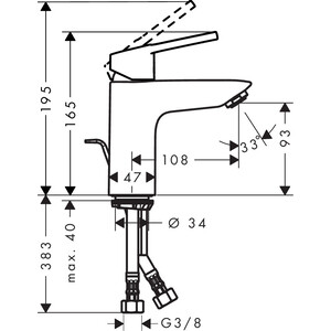 Смеситель для раковины Hansgrohe Logis Loop с донным клапаном, хром (71151000)