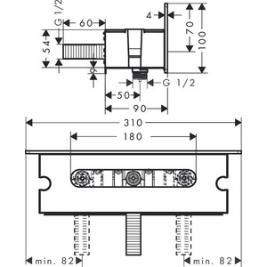 Шланговое подключение Hansgrohe FixFit Wall Porter 300 с держателем и полкой, белый/хром (26456400)