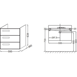 Тумба с раковиной Jacob Delafon Rythmik 60 арлингтонгский дуб (EB1306-E70, EXR112-Z-00)