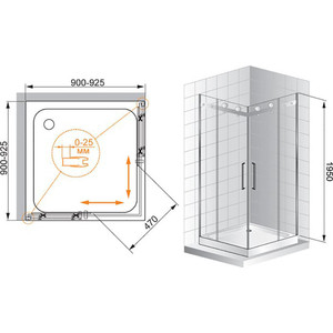 Душевой уголок Cezares Stylus-M A-2 90x90 прозрачный, хром (STYLUS-O-M-A-2-90-C-Cr)