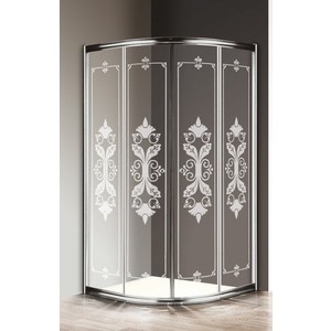 Душевой уголок Cezares Giubileo R-2 90x90 прозрачный с рисунком, золото (GIUBILEO-R-2-90-SCORREVOLE-CP-G)