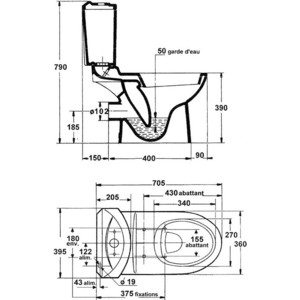 Унитаз с бачком Jacob Delafon Odeon без сиденья (19603K-00, E4068-00)