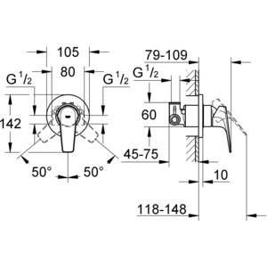 Смеситель для душа Grohe BauFlow встраиваемый, с механизмом (29046000)