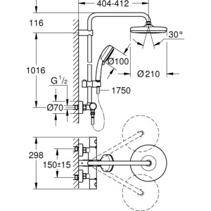 Душевая система Grohe Tempesta Cosmopolitan System с термостатом, хром (27922001)