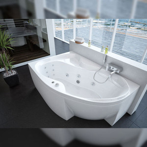 Акриловая ванна Aquatek Вега 170х105 левая, фронтальная панель, разборный каркас, слив-перелив (VEG170-0000073)