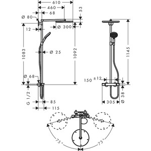 Душевая система Hansgrohe Raindance S 300 с термостатом (27114000)