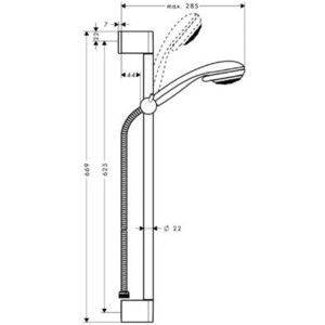 Душевой гарнитур Hansgrohe Crometta 85 Vario 65 см 2 режима (27763000)