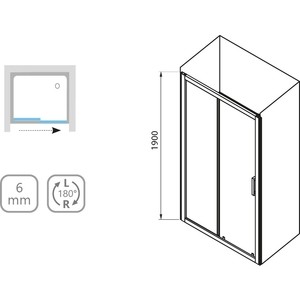 Душевая дверь Ravak 10 10DP2 110 прозрачная, белый (0ZVD0100Z1)