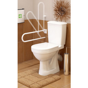 Унитаз-компакт Оскольская керамика Персона Стандарт для инвалидов, с сиденьем, белый откидной поручень