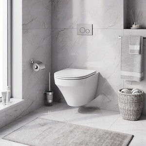 Комплект унитаза Am.Pm Inspire с инсталляцией Grohe, клавиша хром, сиденье микролифт (C501700WH, C507853WH, 38775001)