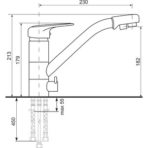 Смеситель для кухни Ulgran U-010 с подключением к фильтру, черный (U-010-308)
