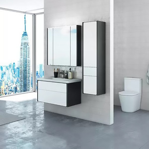 Пенал Roca Ronda левый, антрацит/белый глянец (ZRU9302966)