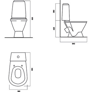 Унитаз-компакт Sanita Кама Эконом с сиденьем (WC.CC/Kama/1-P/WHT.G/S1)