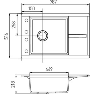 Кухонная мойка Акватон Делия 78 серый (1A715132DE230)