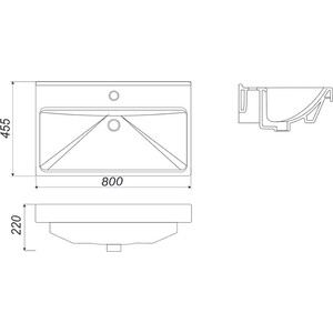Раковина мебельная Sanita luxe Fest 80х45 (WB.FN/Fest/80-C/WHT.G/S1)