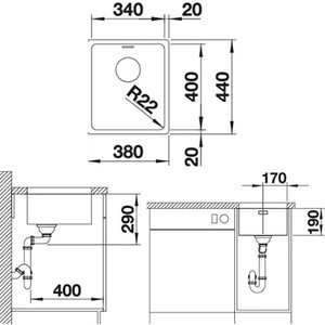 Кухонная мойка Blanco Andano 340-U (522955)