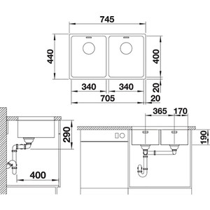 Кухонная мойка Blanco Andano 340/340-U (522983)
