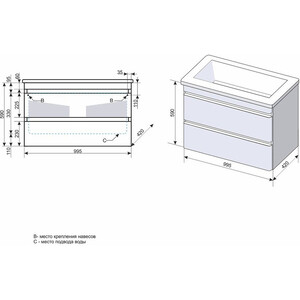 Тумба под раковину Style line Атлантика Люкс 100 подвесная, старое дерево (ЛС-00000663)