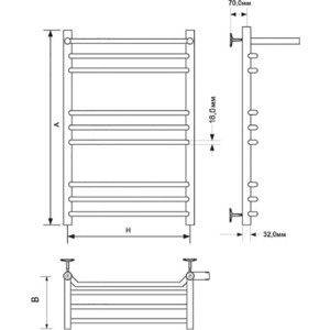 Полотенцесушитель водяной ZOX Трапеция ЛЦ 50x80 с полкой (4620031448471)